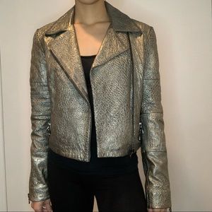 Jbrand Metallic Leather Jacket - Size XS